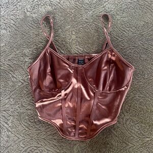 SHEIN Bronze Satin Top